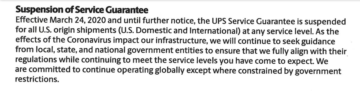 ScaleModelHomes's tweet photo. Let me get this straight, UPS will sell you a Pack &amp; Ship guarantee but has no obligation to honor it since they suspended their service guarantees as of March 2020? So why haven’t they suspended their sales of service guarantees? #ups https://t.co/hOTLNRTmI6