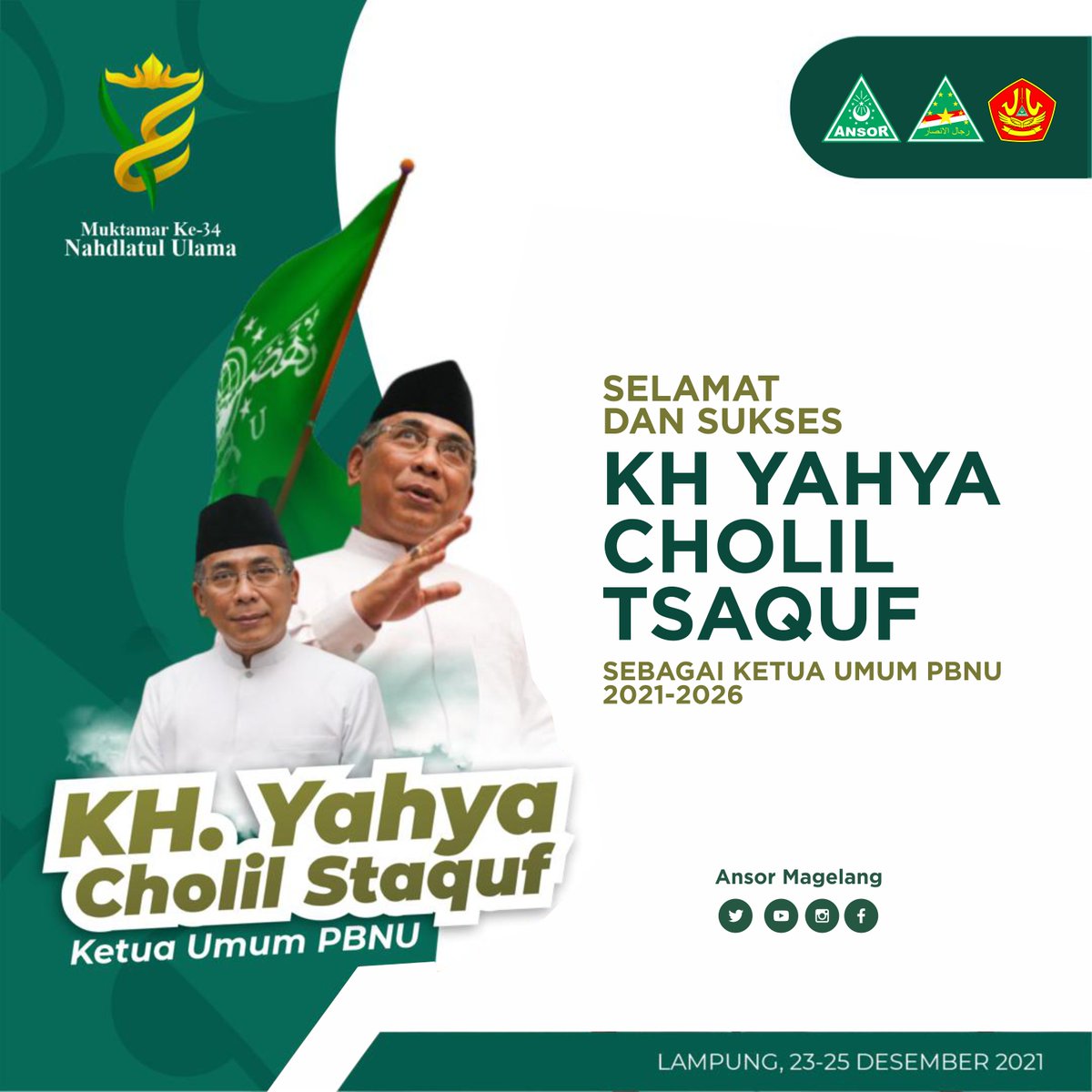 arifsholihan_'s tweet photo. Selamat mengemban amanah.
KH Miftakhul Akhyar, Rois 'Am PBNU
KH Yahya Cholil Tsaquf, Ketua Umum PBNU
Masa Khidmat 2021-2026

Tak ada yang lebih kuat dari persatuan dan kesatuan https://t.co/HXK5aXFy6i