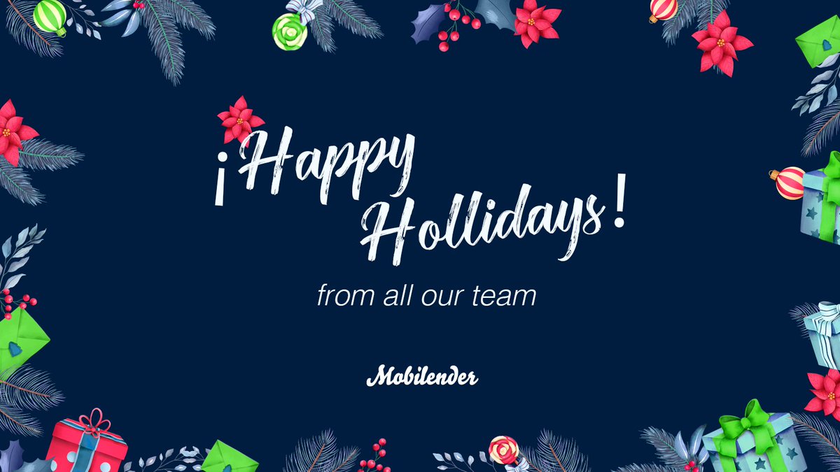 Happy Holidays from all our team at Mobilender Inc. 🎄✨

We want to wish you peace &amp; joy this holiday season and a very Happy New Year. 

#happyholidays #newyear #financieras #fintechfinance #fintechstartup #financiero #staysafe #team #devops #backend #qaengineer #mexicocity