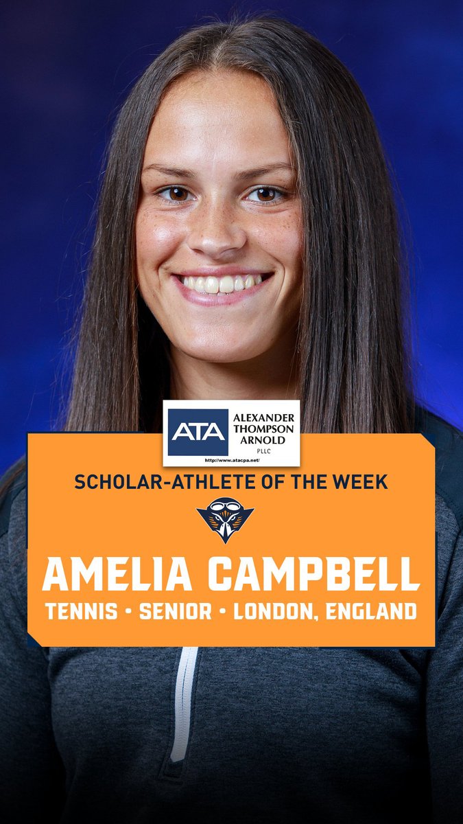 Congratulations to the ATA Scholar-Athlete of the Week: Amelia Campbell from <a href="/UTMTennis/">UT Martin Tennis</a>!

🔷 Class: Senior
🔶 Hometown: London, England
🔷 Major: Sport Management