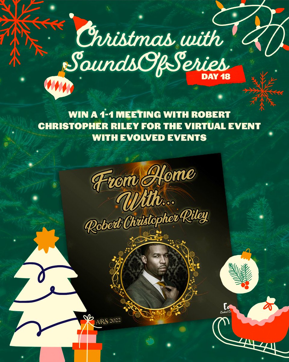 SoundsOfSeries's tweet photo. #CHRISTMASWITHSOS - DAY 18
Win a 1-1 meeting with Robert Christopher Riley for the virtual event with Evolved Events.
To enter:
▪️ RT this tweet
▪️ Follow @SoundsOfSeries & @evolved_events
▪️ Subscribe to our youtube channel: https://t.co/YogxpMoT0l https://t.co/0f2zMOM4Xh