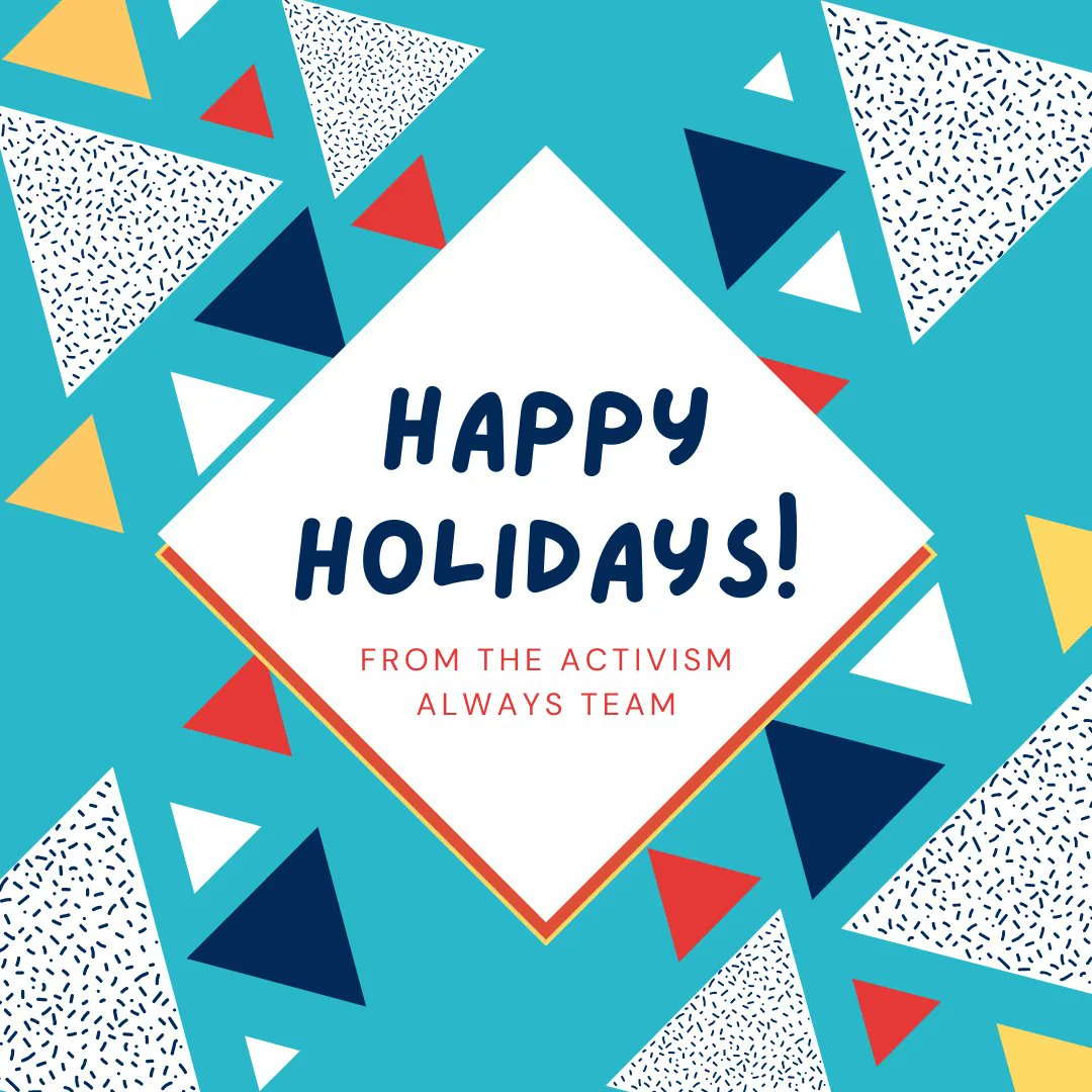 ActivismAlways's tweet photo. Happy holidays from Activism Always! Wishing you all a safe and healthy end to the year and a wonderful start to the new year. 😊 https://t.co/vSCP5ma76i