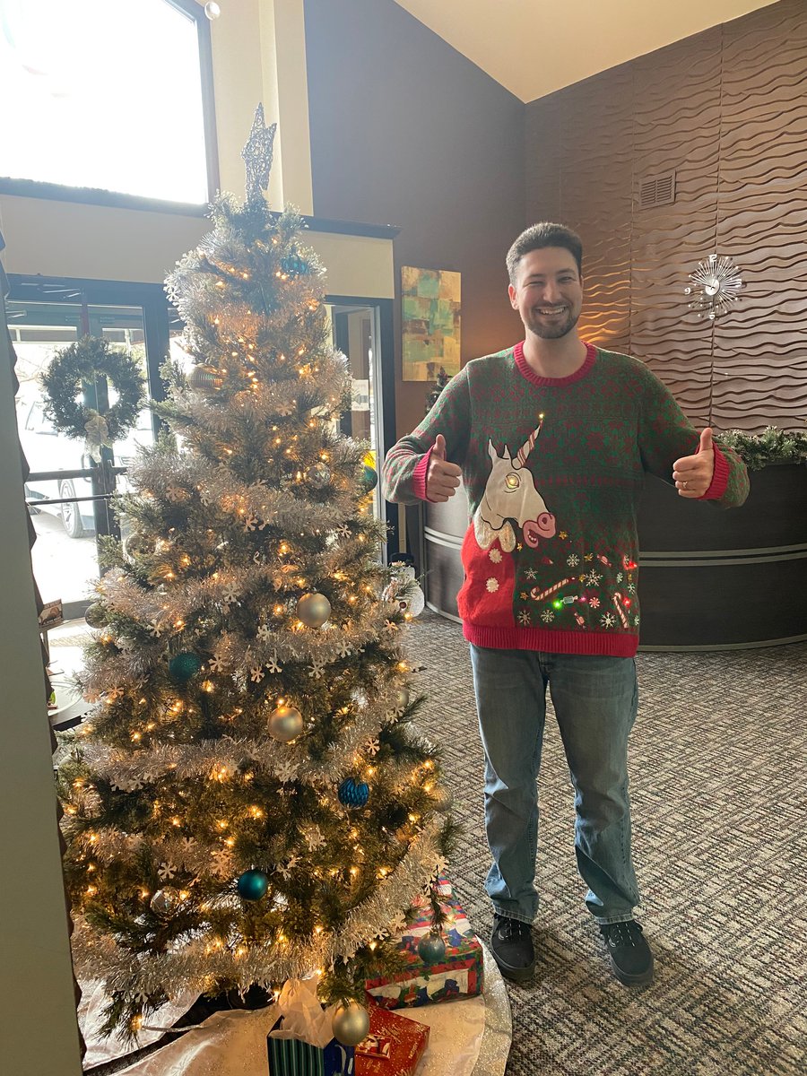 ProMediaOnline's tweet photo. Mike Verminski: making websites sparkle as bright as his light up unicorn Christmas sweater. https://t.co/2lB2xc1Lzq