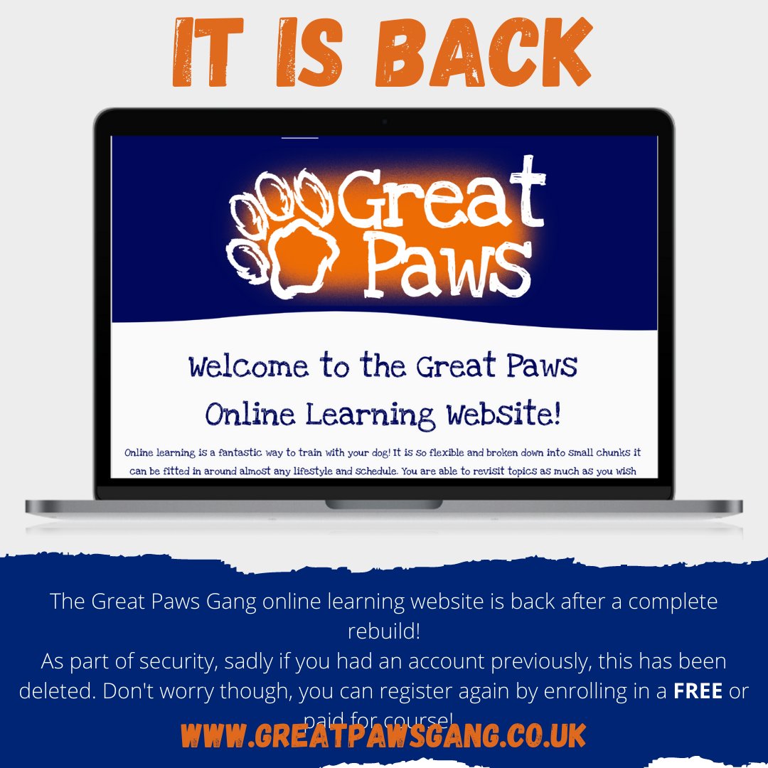 great_paws's tweet photo. Ready for 2022 the Great Paws Gang Online learning website has been completely rebuilt!  There are two free courses and the entire Foundation Paws course (with over 40 videos) available now! 

#greatpaws #greatpawsgang #positivedogtraining #dogtraining #onlinedogtraining https://t.co/5PAxunQ1wr