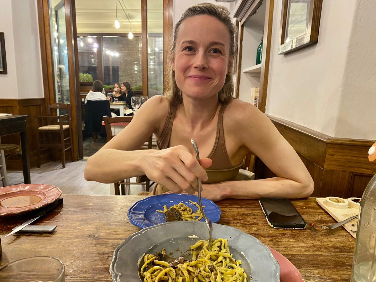 brielarson's tweet photo. I'm just a girl in a truffle pasta world. https://t.co/N0m6Rj2xvg