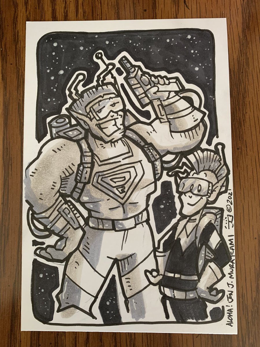 jonjmurakami's tweet photo. Last night was the online Drink &amp; Draw for COMIC JAM HAWAII. The theme was “Local Kine Heroes” so I had fun drawing some of the many characters I’ve designed over the years 
#jonjmurakami #copic #originalcharacters #ocart #gordonrider #theararangers #orioncentaurus #ninjaartist https://t.co/RUkAzvGkNJ
