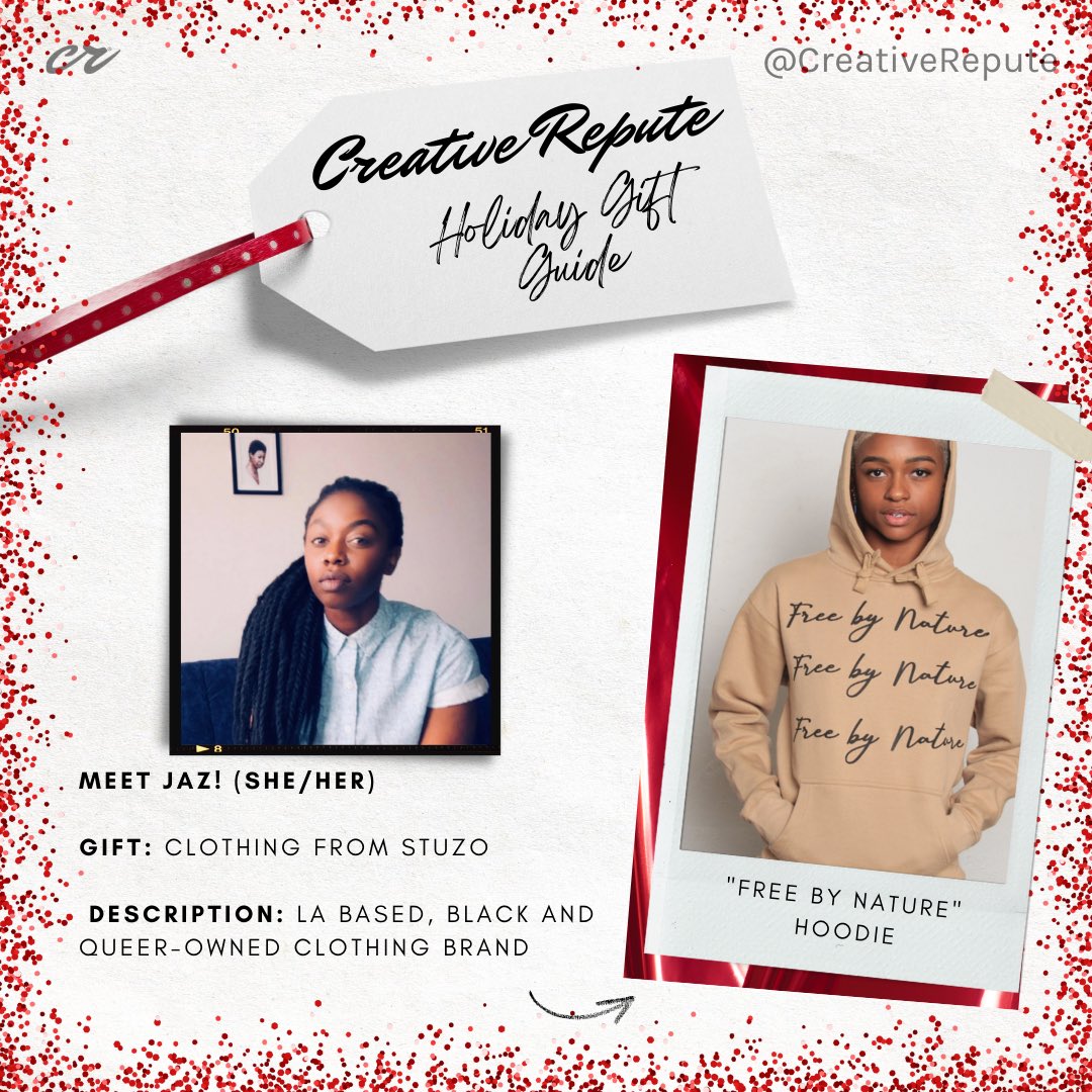 CreativeRepute's tweet photo. We have more #Meaningful #Gifts for you! #CreativeRepute #Holiday #GiftGuide is here to help. Team members are sharing small businesses they are most excited to support this year. Check out this LA based, black and queer-owned gender neutral clothing brand. @StuzoClothing https://t.co/ACalHUVdzH