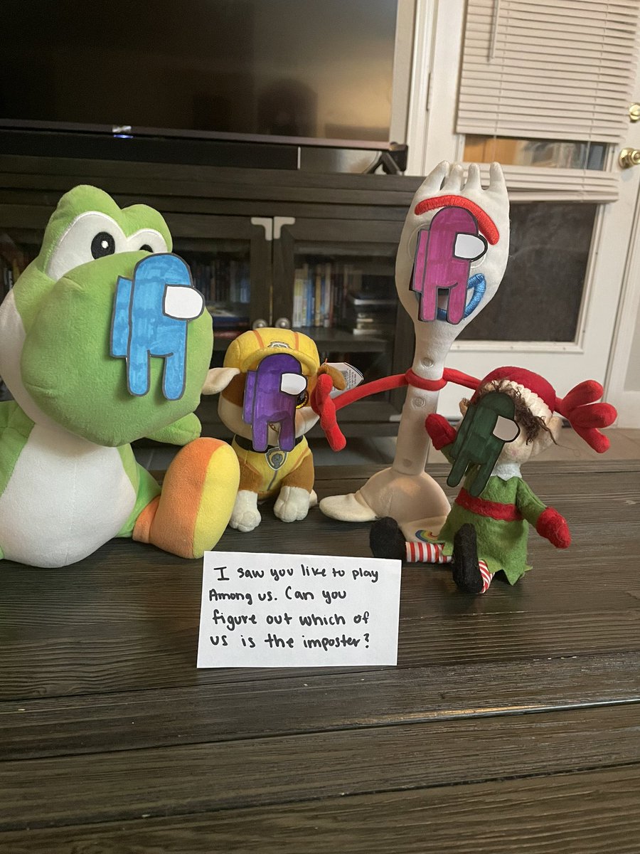 TorriPittman17's tweet photo. One of my more creative “Elf on the shelf” ideas. #AmongUs #elfontheshelf #holidayseason https://t.co/sFZfGtx0UH