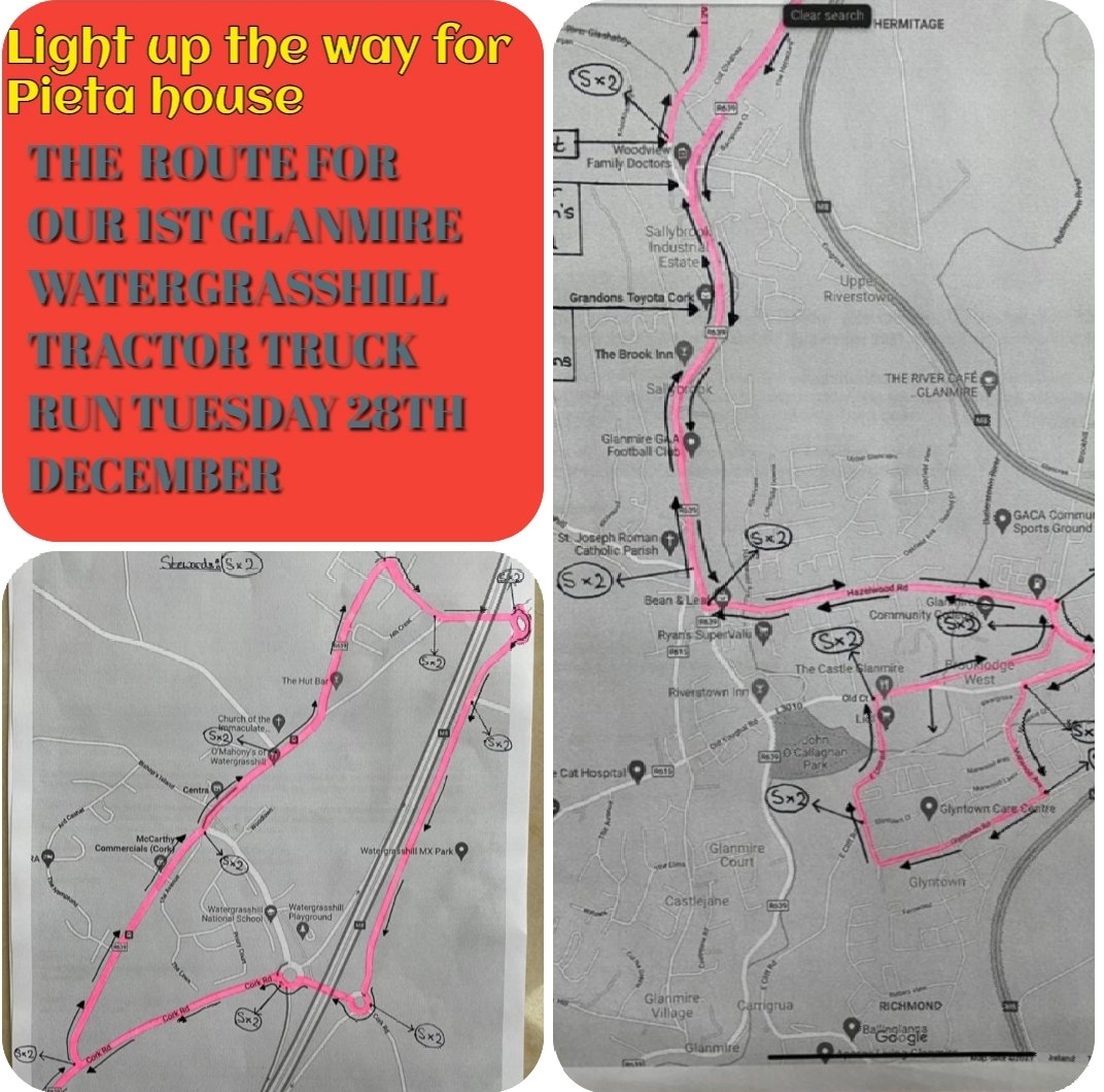 Glanmire noticeboard (@gnbcork) on Twitter photo The route for Glanmire Watergrasshill tractor truck run <a href="/PietaHouse/">Pieta</a>
idonate.ie/GlanmireWaterg…
<a href="/padraigosull/">Pádraig O'Sullivan TD</a> <a href="/irishexaminer/">Irish Examiner</a> <a href="/jmaher0/">Cllr. John Maher</a> <a href="/SheilaOcallagha/">Sheila OCallaghan</a> <a href="/Joekavanaghcork/">Cllr. Joe Kavanagh</a> <a href="/oliver_moran/">Oliver Moran</a> <a href="/CorkSafetyAlert/">Cork Safety Alerts</a> @deshocks <a href="/CiaraRevins/">Ciara Revins</a> <a href="/Corks96FM/">Cork's 96FM</a> <a href="/RedFMNews/">RedFM News</a> <a href="/echolivecork/">EchoLive.ie</a> <a href="/ElaineDugganCk/">Elaine Duggan</a> The route for Glanmire Watergrasshill tractor truck run <a href="/PietaHouse/">Pieta</a>
idonate.ie/GlanmireWaterg…
<a href="/padraigosull/">Pádraig O'Sullivan TD</a> <a href="/irishexaminer/">Irish Examiner</a> <a href="/jmaher0/">Cllr. John Maher</a> <a href="/SheilaOcallagha/">Sheila OCallaghan</a> <a href="/Joekavanaghcork/">Cllr. Joe Kavanagh</a> <a href="/oliver_moran/">Oliver Moran</a> <a href="/CorkSafetyAlert/">Cork Safety Alerts</a> @deshocks <a href="/CiaraRevins/">Ciara Revins</a> <a href="/Corks96FM/">Cork's 96FM</a> <a href="/RedFMNews/">RedFM News</a> <a href="/echolivecork/">EchoLive.ie</a> <a href="/ElaineDugganCk/">Elaine Duggan</a>