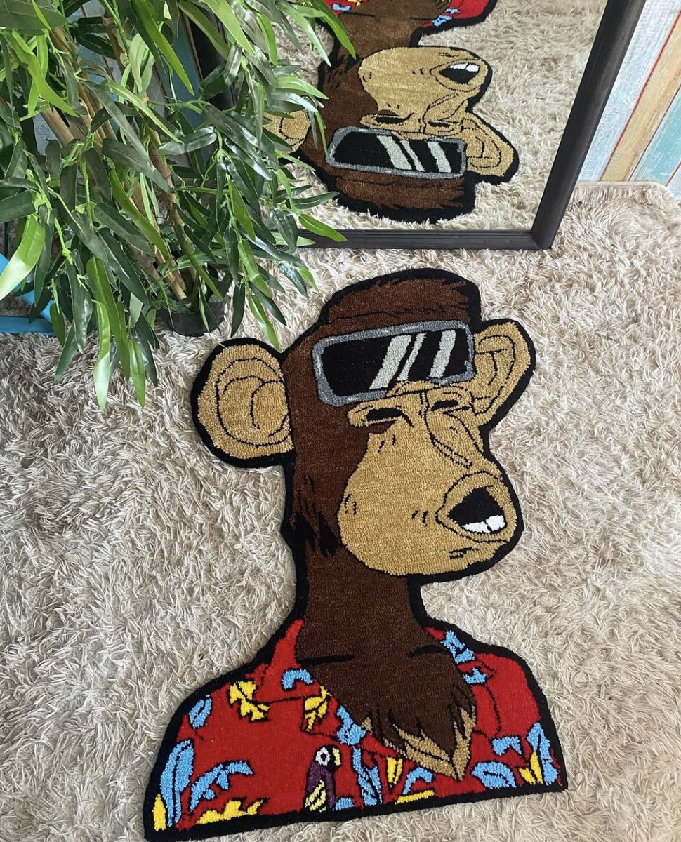 Missed the <a href="/BoredApeYC/">Bored Ape Yacht Club 🍌</a> x <a href="/thehundreds/">The Hundreds</a> rug, got FOMO so i had to order a custom one