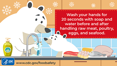 Make food safety a holiday tradition with these tips!
🧼Clean your hands and food prep surfaces
↔️ Separate raw meat from other food items
🔥Cook foods to a safe temperature
❄️Chill leftovers within 2 hours of cooking