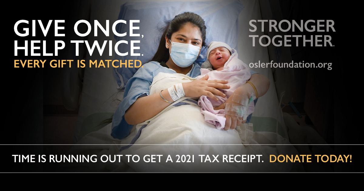 OslerFoundation's tweet photo. Only one week left to make a tax-deductible donation and support Osler's hospital's as we continue to respond to this global pandemic. We are stronger together. 

https://t.co/hdzQlbGzLk https://t.co/DQKo5mBS7D