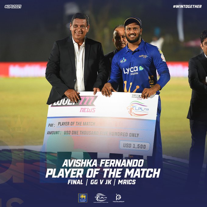 Avishka Fernando won the Player of the Match award and Player of the Series award.