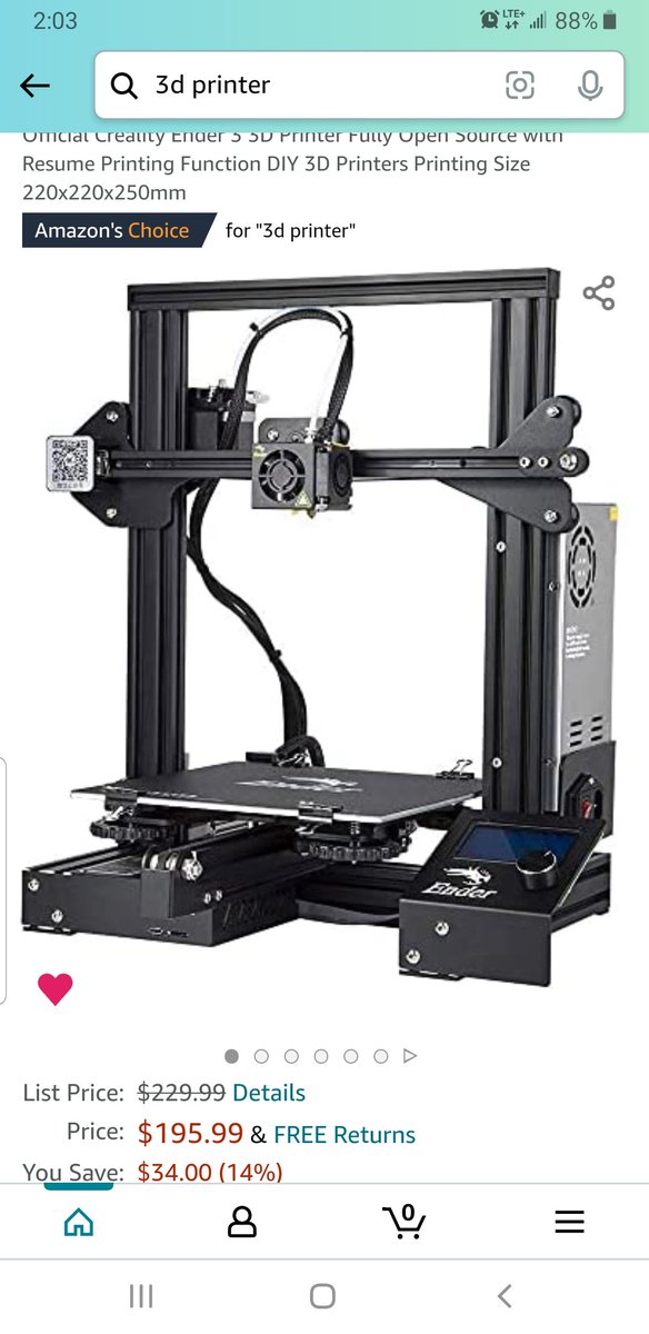 Chubbyrocket201's tweet photo. @AustinOnTwitter I've always wanted a 3d printer, this is cheapest high rated one $Unknownx7x https://t.co/3ZuuUCiVnB