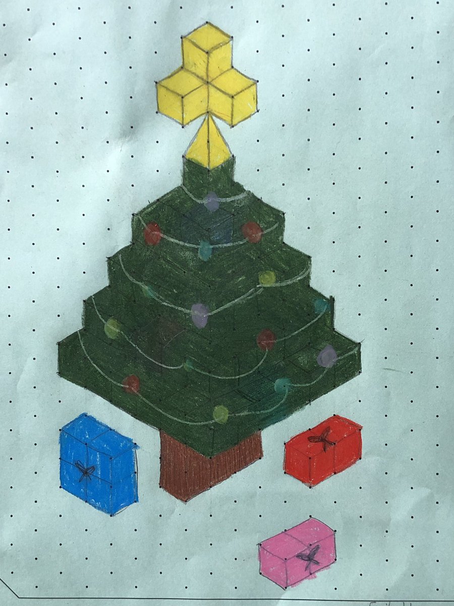MrKSDyck's tweet photo. Grade 6/7s @PortWellerPS created #Isometric #Conifer trees this week out of #Cubes. Some decided to decorate them for #Christmas! #Geometry #SpatialSense #IsometricDrawings https://t.co/iEZfgcshgt