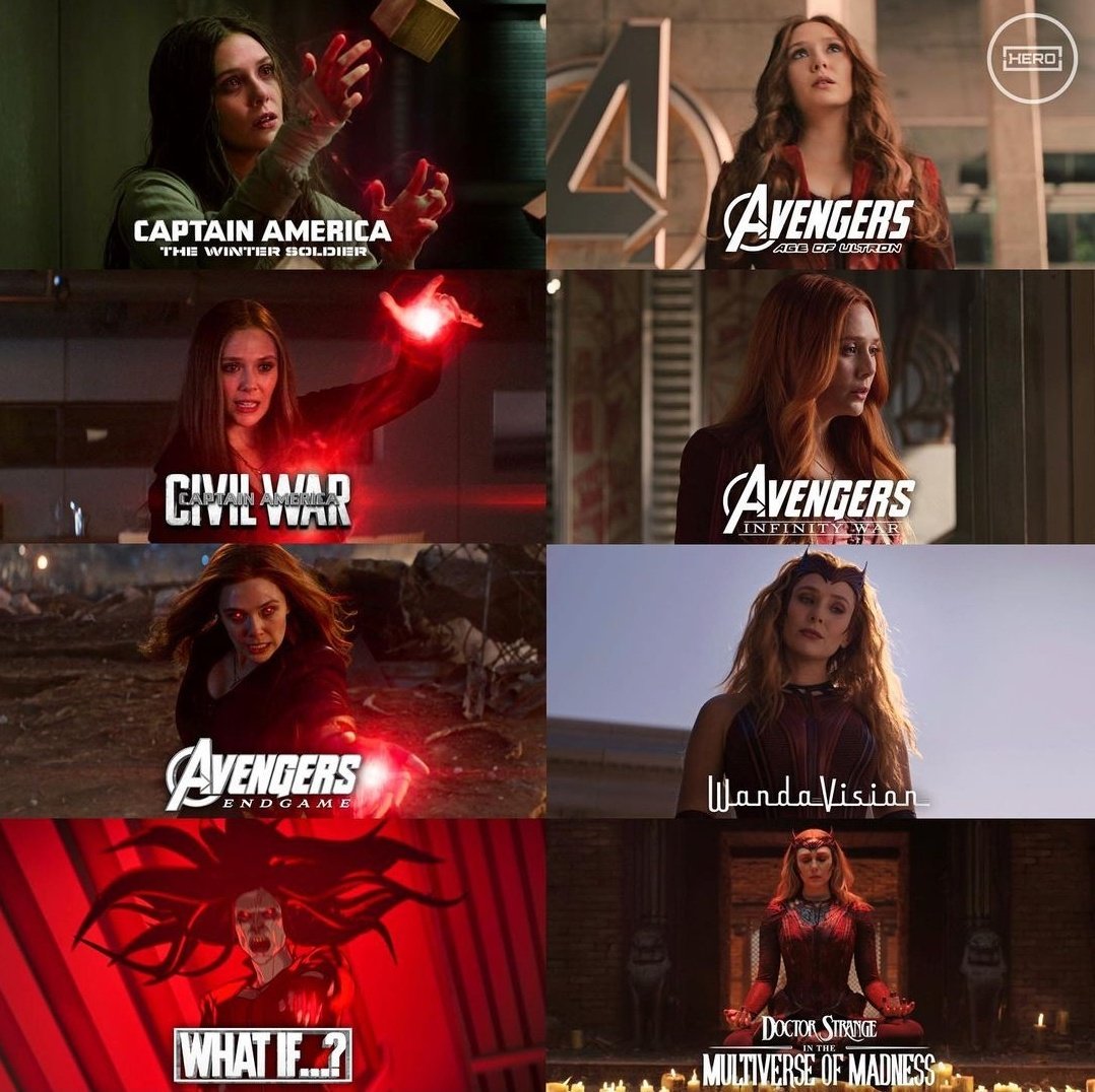MarvelDato's tweet photo. ⚠️La increíble evolución de Elizabeth Olsen de Wanda Maximoff a la poderosísima Scarlet Witch en el universo de Marvel Studios. https://t.co/M0W83Vng2Q