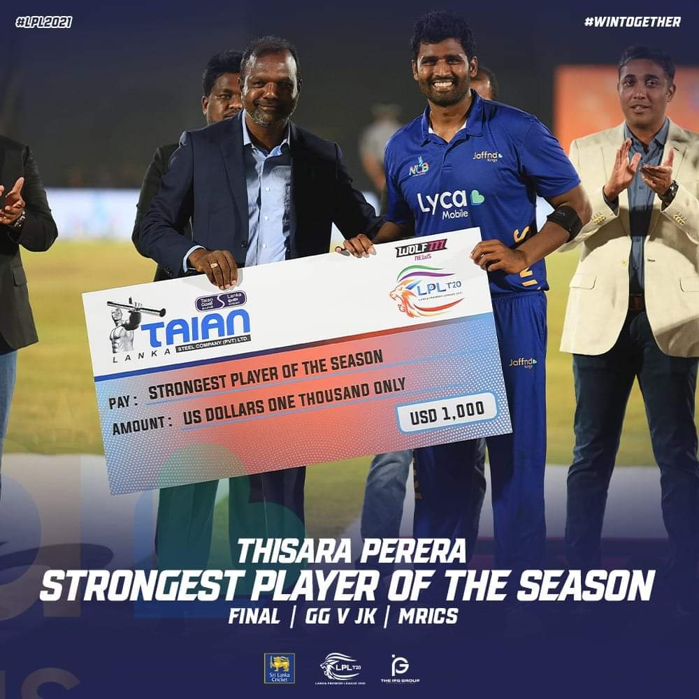OfficialSLC's tweet image. Thisara has lead from the front from day one! A richly deserved award.

#LPL2021 #එක්වජයගමු #ஒன்றாகவென்றிடுவோம் #EkwaJayagamu #WinTogether  #TheFutureisHere