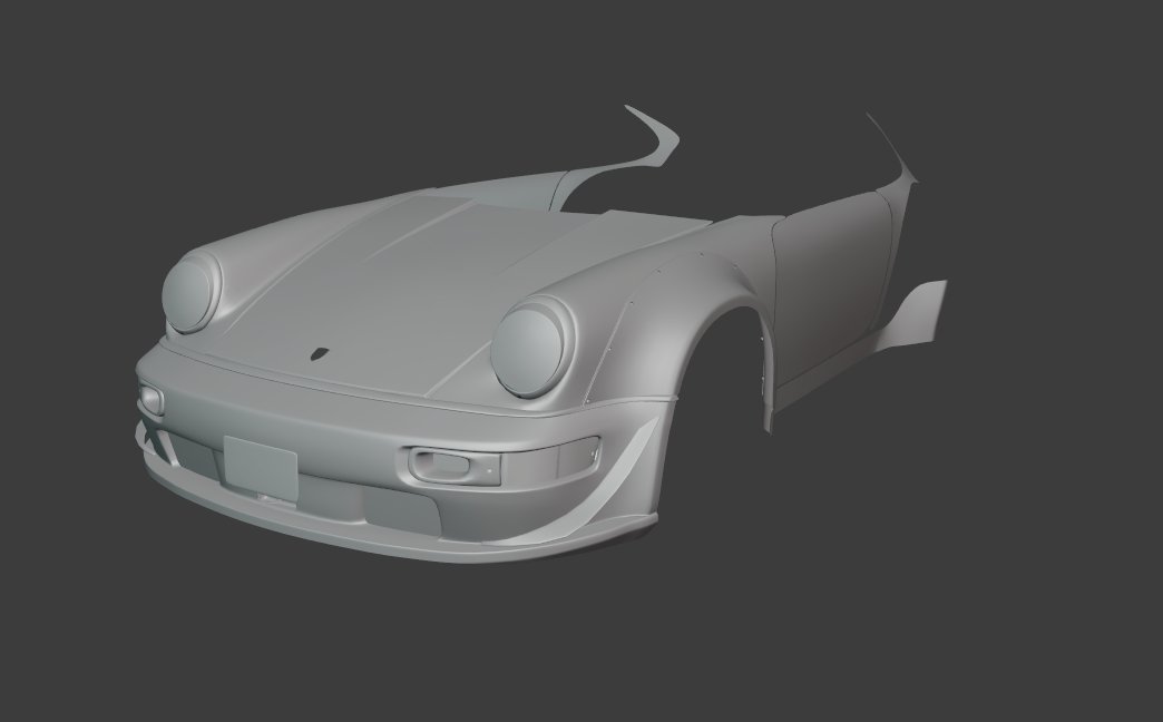 Making another RWB, this time it's a 964.
The rear fenders on this one are pain.
 #RobloxDev #DesenvolvedorRoblox #Blender3d