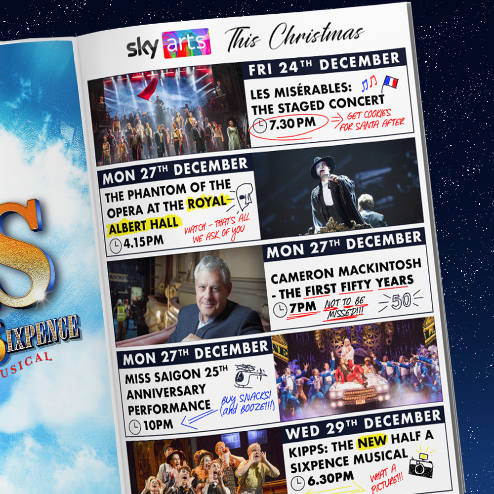 Christmas will go with a Flash, Bang, Wallop this year! 📺

#SkyArts have put together a practically perfect programme schedule over the festive period featuring our very own <a href="/lesmisofficial/">Les Misérables</a>, <a href="/PhantomOpera/">The Phantom Of The Opera</a>, <a href="/MissSaigonUK/">Miss Saigon</a> &amp; <a href="/HalfASixpence/">Half A Sixpence</a>!