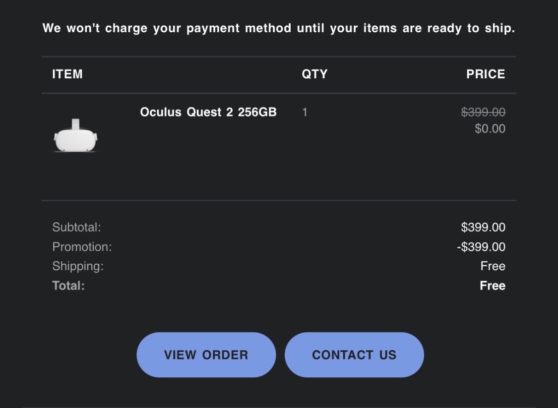 Member's got the loop on how to get a FREE Oculus Quest 2 right before Christmas👀

Still not in the group and want to be apart of more price errors like these? 

Memberships available at solacenotify.com