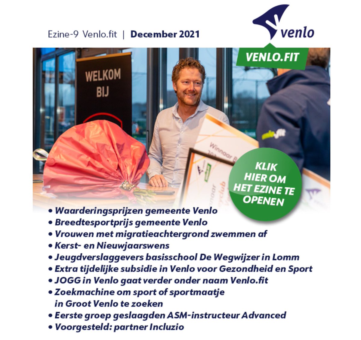 AlexVervoort's tweet image. Nieuwe Ezine is uit. 🏆 Kijk de 3 filmpjes van de uitreiking van de breedtesportprijs en waarderingsprijzen aan Jeroen Bakkers (Hockeyclub Delta Venlo), Jan Reither (Tennisclub Arcen) en Herman Valckx (voetbalclub DEV).
👉 Bekijk het Ezine op venlo.fit (link)