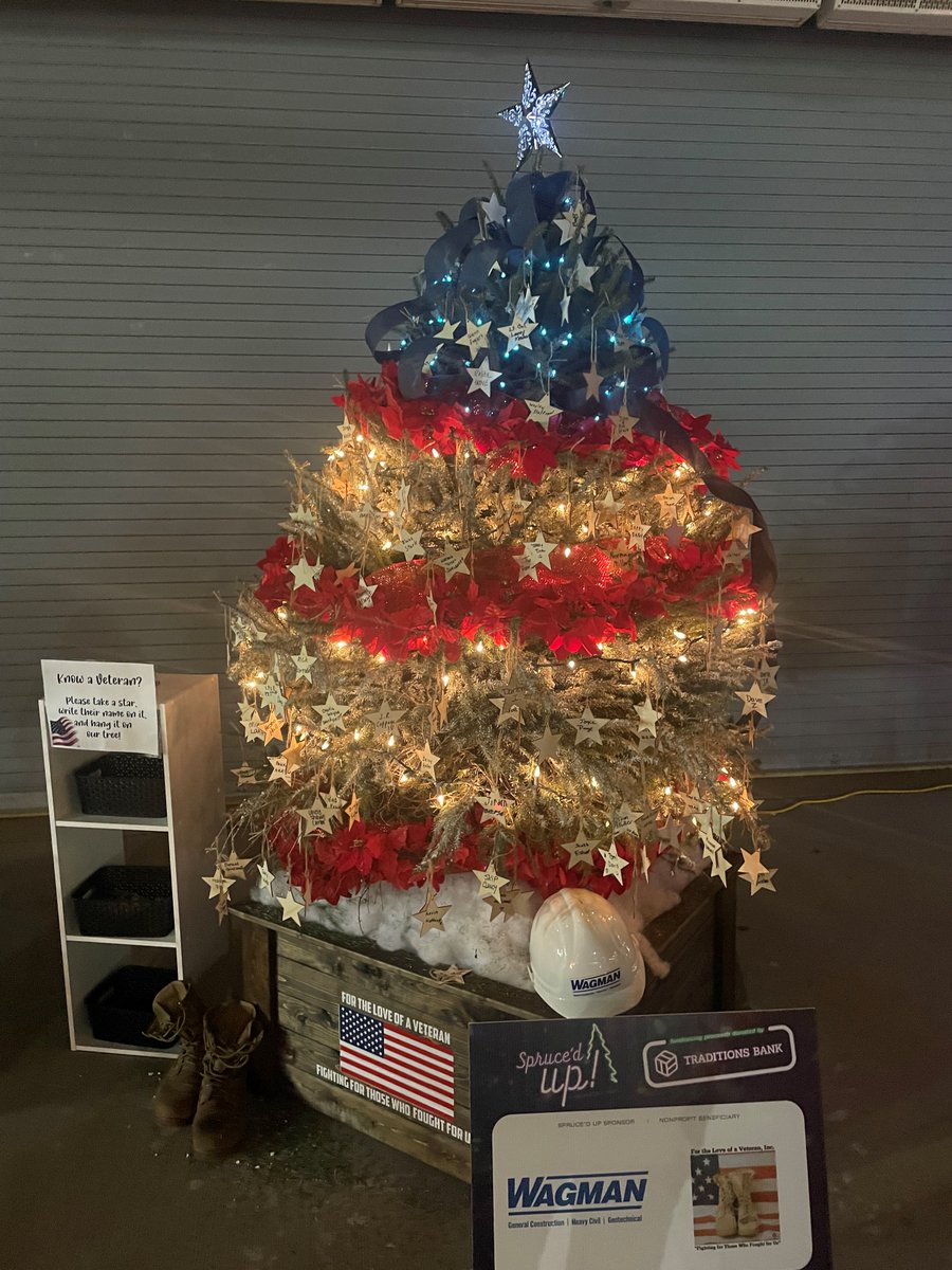 wagmaninc's tweet photo. The votes are in &amp; we are excited to share that our tree benefitting For the Love of a Veteran took 1st place at this year's Spruce'd Up!🎄 What a great gift during this time of year to see community &amp; teamwork! Congrats to all! #ConnectingCommunities https://t.co/Rt9rSJnbby https://t.co/apP5gqospI