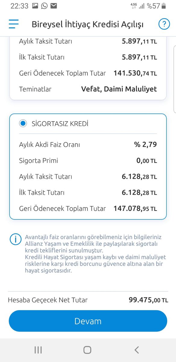 Yıllık faiz %47 oldu.

Faizi düşürüyorum dediniz, milleti tepeden tırnağa faize bulaştırdığınız yetmiyormuş gibi yüksek faiz altında anasını ağlattınız.

Aylık faiz oranı %2,79 ile 2 yıl vadeli, aylık ödemeli 100 bin TL ihtiyaç kredisi için toplam 147 bin TL geri ödeyeceksiniz.