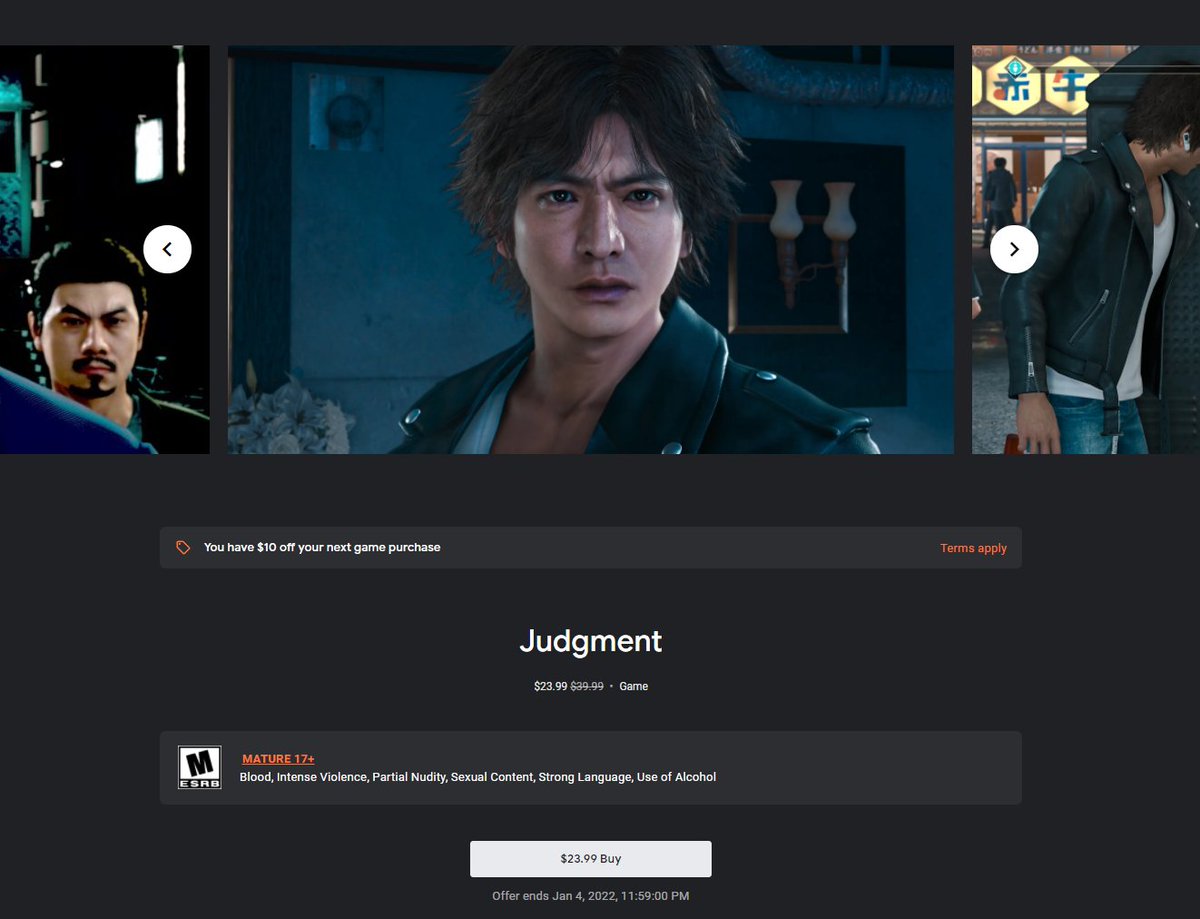 Judgment is $23.99 on Stadia. Playable on PC bit.ly/2UKEtkU