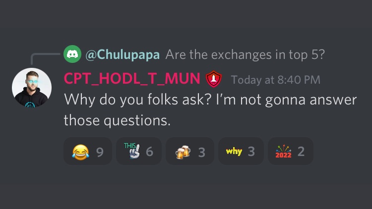SafemoonWarrior's tweet photo. #SAFEMOON  
Q: Are the exchanges in top 5?
KARONY: Why do you folks ask? I’m not gonna answer those questions. https://t.co/FzRgQf5bha