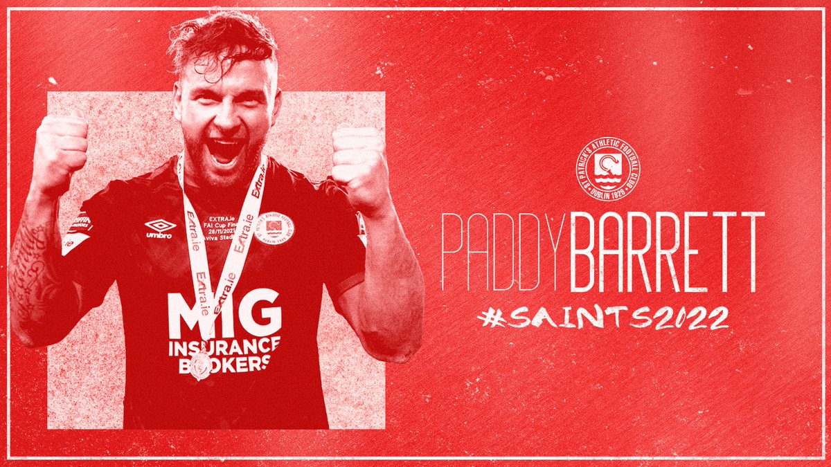 stpatsfc's tweet photo. 𝘽𝘼𝙍𝙍𝙀𝙏𝙏 𝙎𝙄𝙂𝙉𝙎 𝙉𝙀𝙒 𝘾𝙊𝙉𝙏𝙍𝘼𝘾𝙏

@PaddyBarrett42 has signed a new long term contract 📝

The 28-year-old was another of our FAI Cup winning heroes, he made 30 appearances in all competitions in his first season as a Saint, scoring once 🔝

#StPatsFC #Saints2022 https://t.co/EbhcIwDILM