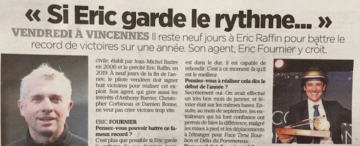 Fred2Mascureau's tweet photo. Il reste 9 jours au #Vendéen Eric Raffin pour battre le record de victoires sur une année ! 👏 
#courseshippiques
#asuivre
@DepVendee @VilledeChallans https://t.co/Ly6YcUr5Dk