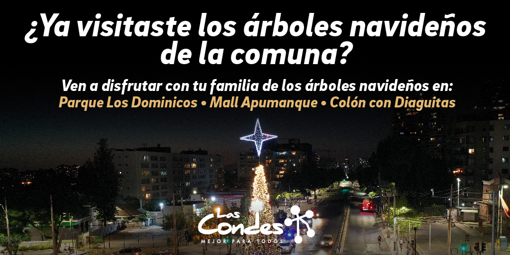 Navidad en Las Condes. Ven a disfrutar en familia de los árboles navideños 🎄 que tenemos en Parque Los Dominicos, Apumanque y Colón con Diaguitas. 

¡Te esperamos! 

<a href="/LC_Decom/">Desarrollo Comunitario</a>