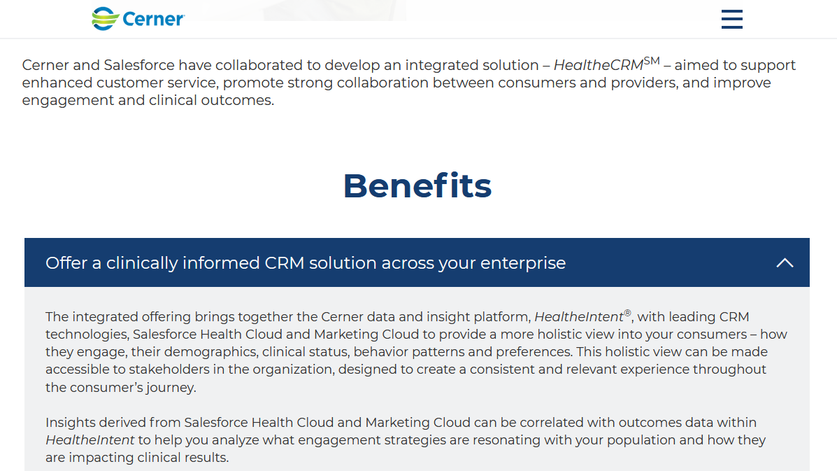 WolfieChristl's tweet photo. Salesforce and Cerner, the health tech firm Oracle will buy for $28bn, sell a system called 'HealtheCRM' that promises to "provide a more holistic view into your consumers – how they engage, their demographics, clinical status, behavior patterns and preferences"

Sounds horrible. https://t.co/izSUay92C7