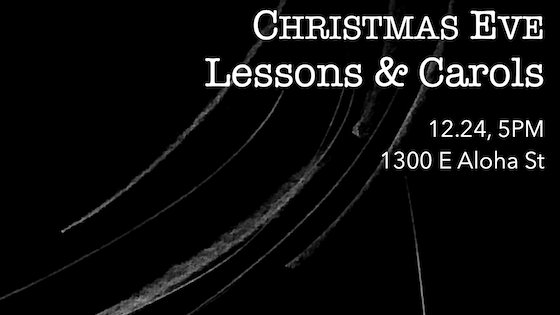 Join us tomorrow at 5 PM for our Lessons &amp; Carols Christmas Eve Service!

We will also have it available on our livestream Youtube channel.