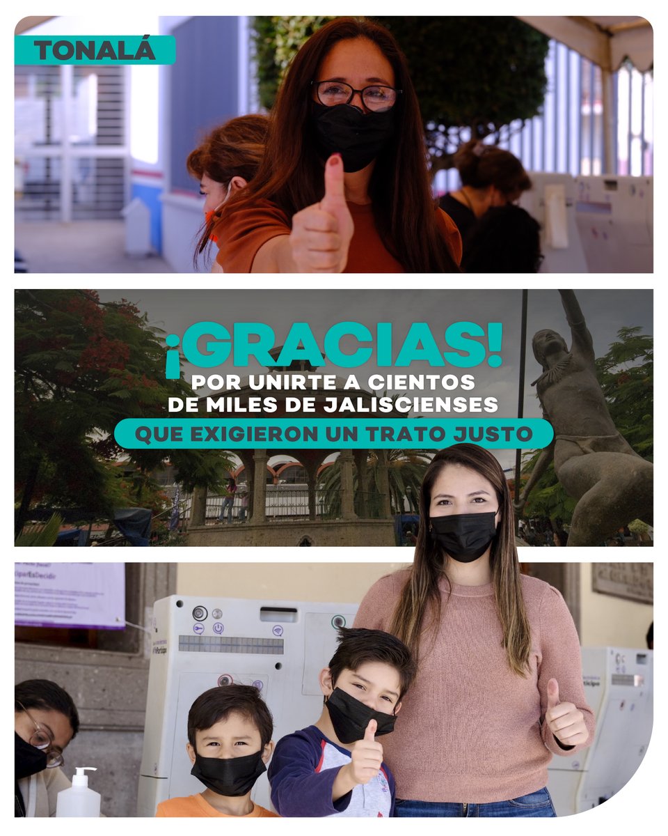 Cientos de miles de jaliscienses se hicieron presentes en la consulta del #PactoFiscal en Tonalá y hoy les queremos agradecer por su impulso. 
Esto sigue, continuaremos alzando la voz para recibir un presupuesto más justo, uno que esté a la altura de los retos de Jalisco.