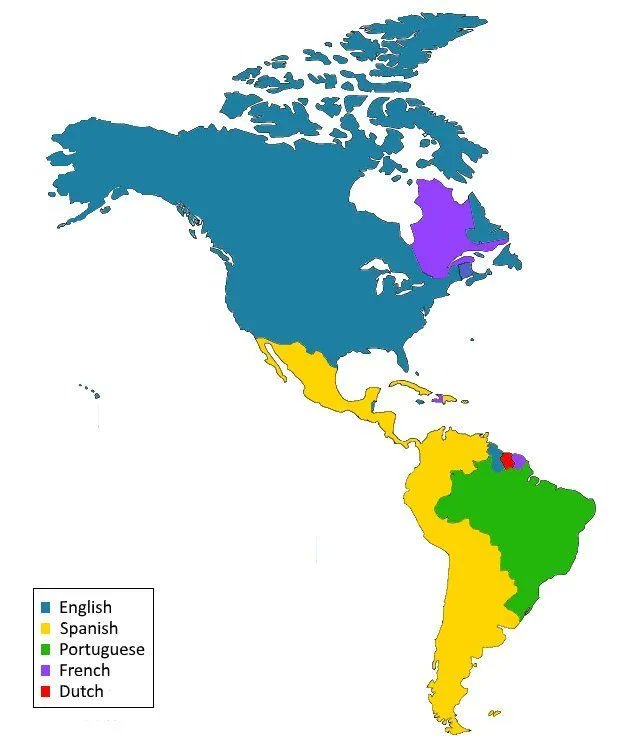 simongerman600's tweet photo. This map shows what the Americas would look like if borders were drawn by language. Source: https://t.co/WDyzqnJLi1 https://t.co/RnGrekt9be