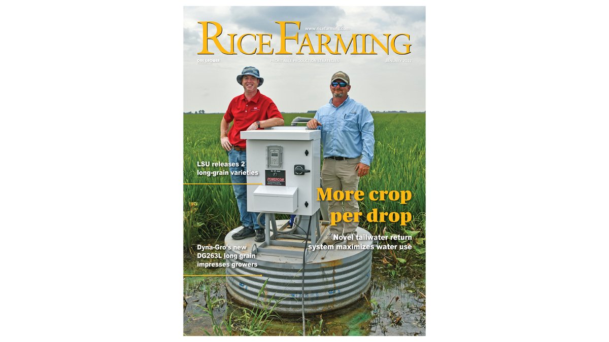RiceFarming's tweet photo. If you can't wait until the January issue of @RiceFarming arrives in the mail, read it online today. The cover story details an economical continuous-flow tailwater return system designed to boost water-use efficiency https://t.co/jynnGKls8q @AginArk @cghenry_UA https://t.co/2xyDzn45OV
