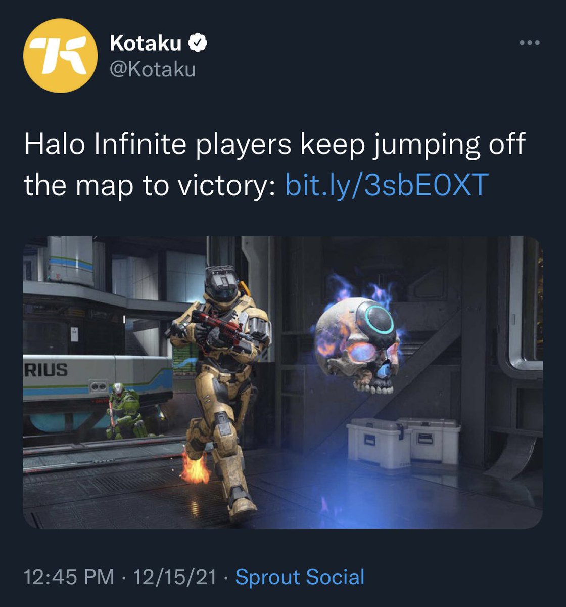 LoganDodson's tweet photo. Whoever writes Halo articles for Kotaku must be really upset that Halo Infinite is actually a good game 💀 https://t.co/EqaUpF5U2k