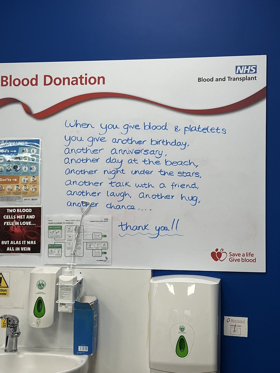 Donated blood today, this message brought a tear to my eye 🥺
It’s so beautifully written <a href="/GiveBloodNHS/">NHS Blood Donation 🩸🩹</a> <a href="/NHSBT/">NHS Blood+Transplant</a> <a href="/NorthBristolNHS/">North Bristol NHS Trust</a>