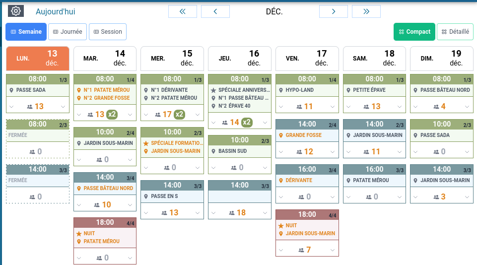 mabadive's tweet photo. [Plongée] Pour les clubs pro proposant de nombreuses plongées quotidiennes, le mode compact de Mabadive offre une parfaite vision synthétique du planning! https://t.co/qL5KzuClha