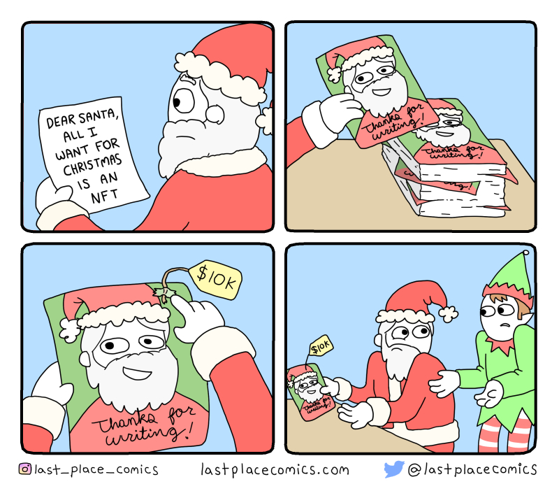 lastplacecomics's tweet image. 🎅New comic: NFT for Christmas🎅