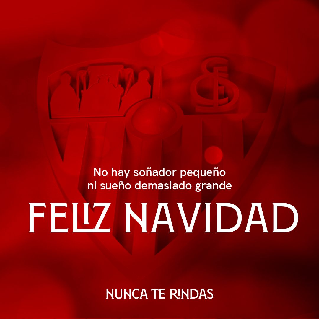 SevillaFC's tweet photo. ⚪ ¡𝐅𝐞𝐥𝐢𝐳 𝐍𝐚𝐯𝐢𝐝𝐚𝐝, 𝐬𝐞𝐯𝐢𝐥𝐥𝐢𝐬𝐭𝐚𝐬! 🔴 

🎄🎅🎉 

#WeareSevilla #NuncaTeRindas https://t.co/baolE77tiW