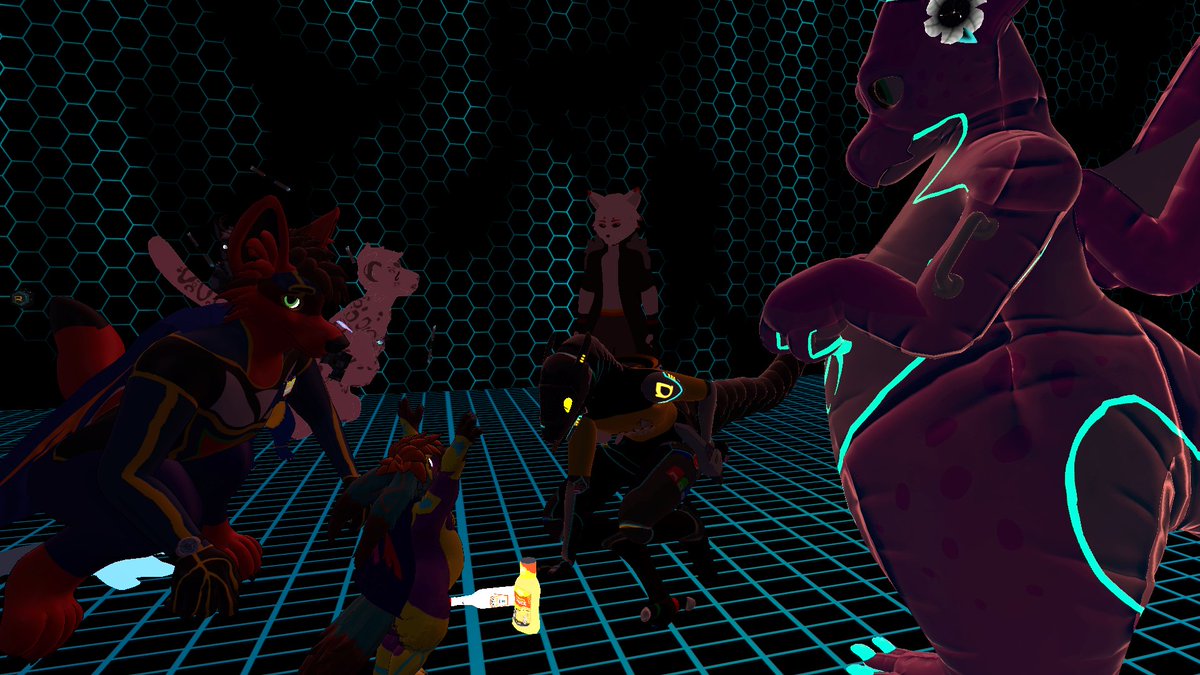 ChevronTheWolf's tweet photo. @HexFurryFest #hff4 The dirty secrets of @burutatsu 's Burumeister! <3 Have a drink! @FexDaFox is a glowstick master! Watch where you stick your hands! https://t.co/VWPZ8urZhh