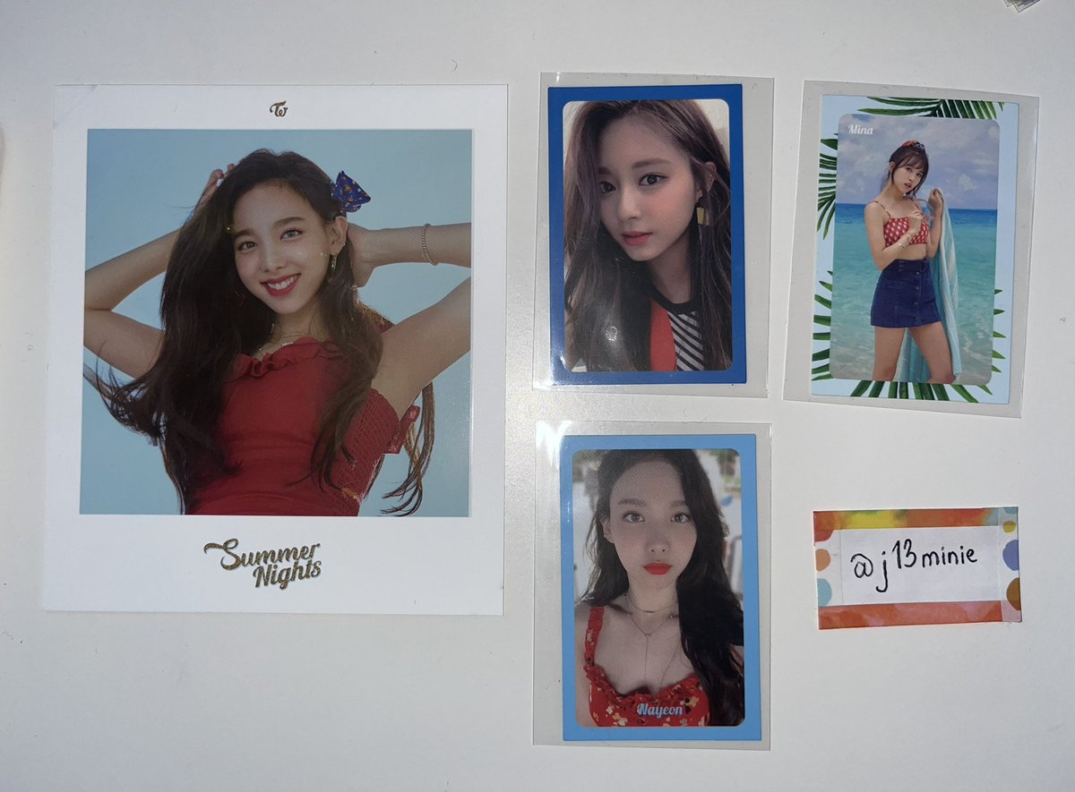 j13minie's tweet photo. wtt want to trade twice wts

have: nayeon tzuyu mina pc message photocard and polaroid postcard 

want: jeongyeon equivalents (wishlist)

album: summer nights 

loc: USA no ww

🏷@kpopthriftshop @kpoptrade__ @kpoptradeusa @KTradesUSA_ @pctradeusa @twicetradeusa @TWICE_trades https://t.co/HWHIWTKSMU