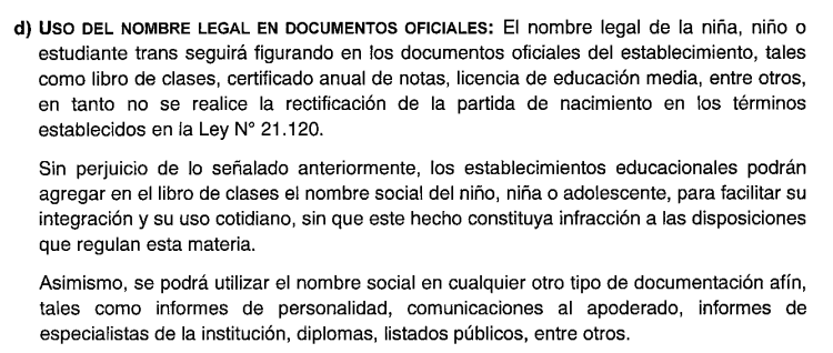 <a href="/SuperEduc_CL/">Supereduc</a> actualizó la Circular 0768 de estudiantes trans! El cambio + importante: permite que niñes AUTÓNOMAMENTE soliciten respeto de su nombre social desde los 14 años (antes, desde los 18) y que nombre social se usará en todo doc, salvo libro de clases, certif. y licencia