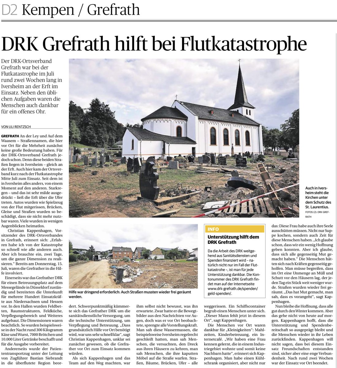 DRKGrefrath's tweet photo. Es war ein anstrengendes Jahr, aber wir sind in der privilegierten Lage, helfen zu können - egal ob in der Pandemie oder bei der #Flutkatastrophe. Danke an die @rponline für die Berichterstattung in der Heiligabend-Ausgabe. #TeamIversheim #Iversheim #drk https://t.co/zdidShq65i