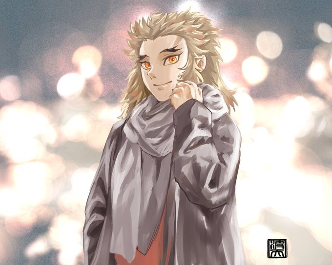 波天さんがTwitterに投稿した煉獄杏寿郎(鬼滅の刃)のイラスト。