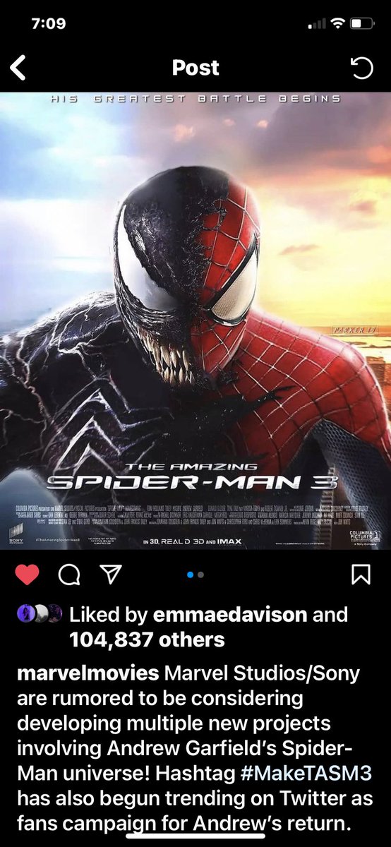 Ben54483270's tweet photo. I’ll be over the moon if this happens. #MakeTASM3 https://t.co/DM1rrKAc7x