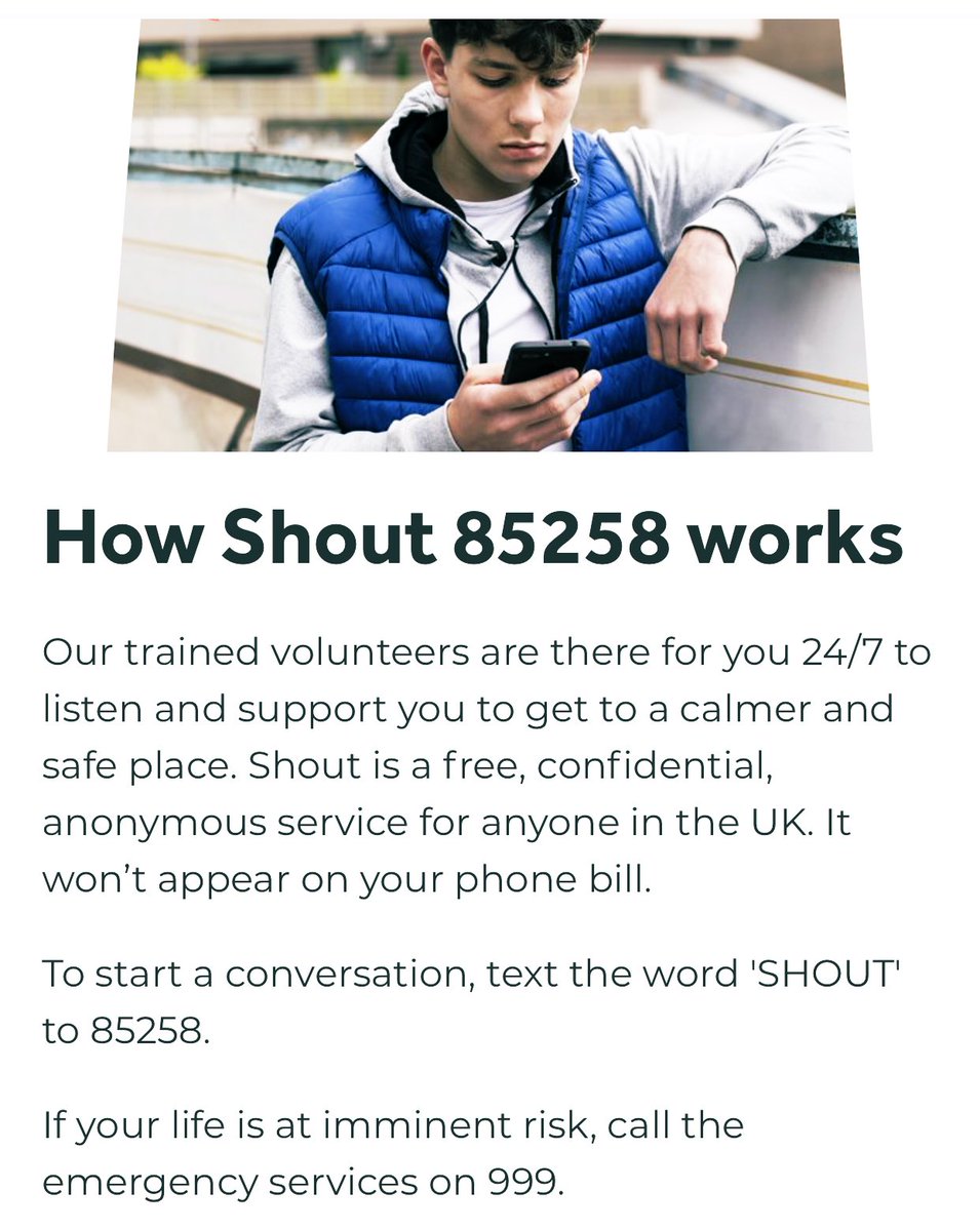Rachelle (@1000rach) on Twitter photo <a href="/thehuwedwards/">Huw Edwards</a> <a href="/S4C/">S4C 🏴</a> 🙏 Reach out if you need to, if you can’t speak you can start a text conversation with a trained volunteer by texting SHOUT to 85258 💙 <a href="/thehuwedwards/">Huw Edwards</a> <a href="/S4C/">S4C 🏴</a> 🙏 Reach out if you need to, if you can’t speak you can start a text conversation with a trained volunteer by texting SHOUT to 85258 💙