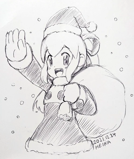 今日のボールペンrkgkはサンタロールちゃんメリークリスマス!#Capcom #ロックマン 